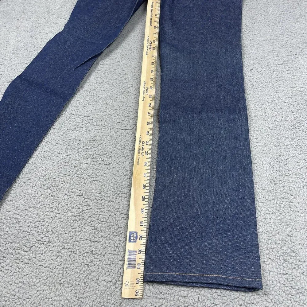 VTG Deadstock Wrangler Jeans Mens 27x35 Blue Western Bootcut Flare 80s Raw‎ NWT - Picture 15 of 16